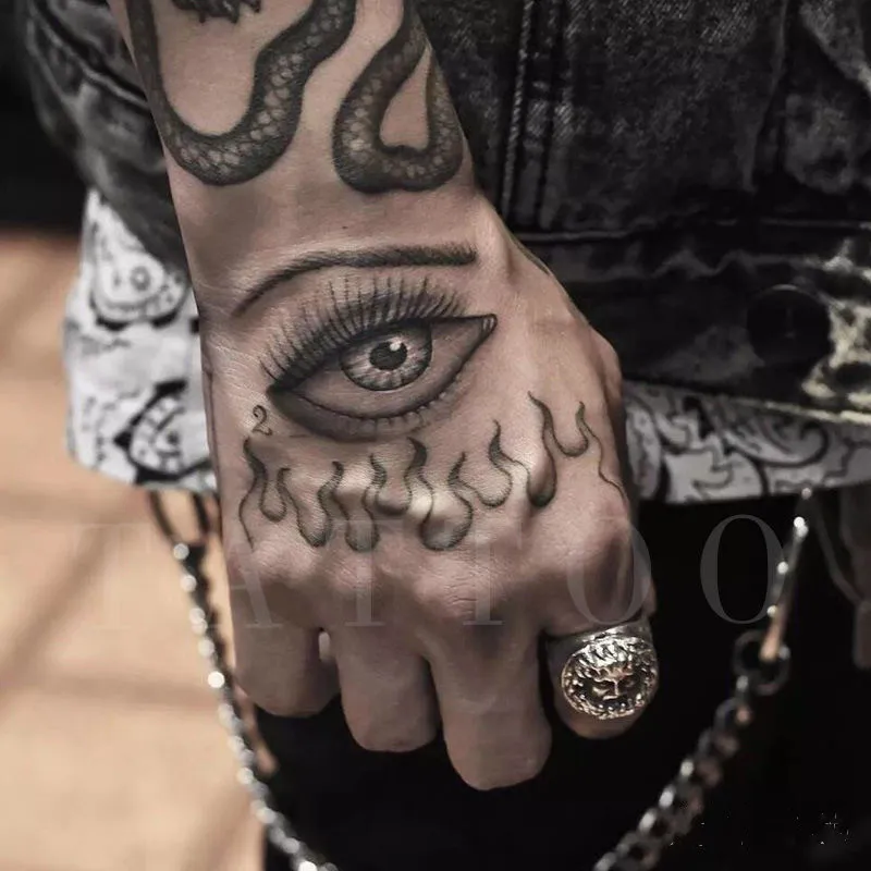 Oko Demon Dočasné Tetovanie Pre Mužov, Ženy, Ruky, Ramena Telo Vodotesný Falošné Tatto Nálepky Flash Obtlačky Pohode Čierna Tatoos