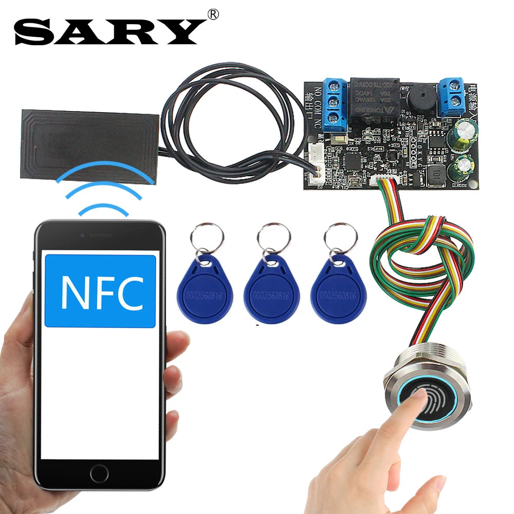 Mobilný telefón NFC riadiacej dosky odtlačkov prstov IC karty DIY relé modul 13.56 mhz riadenie prístupu blízkosti karta radiča