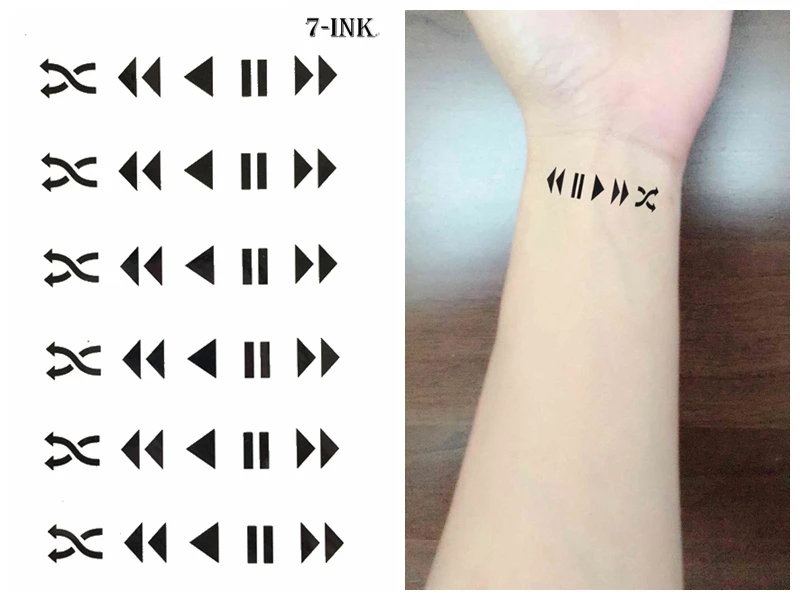 Nepremokavé Dočasné Tetovanie roztomilý Pauza Rýchly posun vpred tlačidlo tlačidlo Hudba tatto Vody Prenos falošné tetovanie 10.5*6 cm muž žena