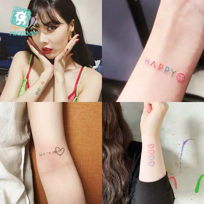 HyunA iny séria Farebné Dúhy Výraz Tetovanie Nálepky Tvár, ruky Krásne Body Art Falošné Tetovanie Dočasné Nepremokavé Taty