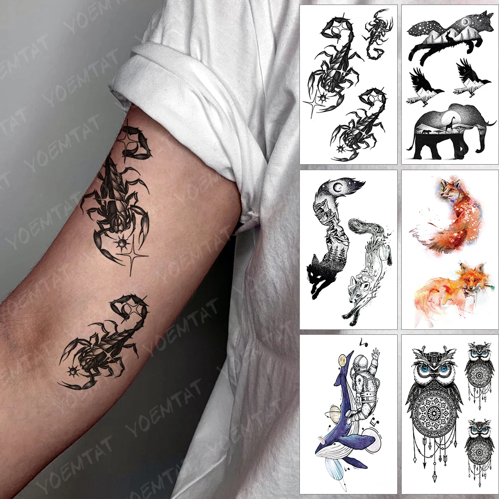 Nepremokavé Dočasné Tetovanie Nálepky Scorpion Stereo Čierne Tatto Realistické Body Art Tetovanie Rameno Žena, Muž, Dieťa Falošné Tetovanie