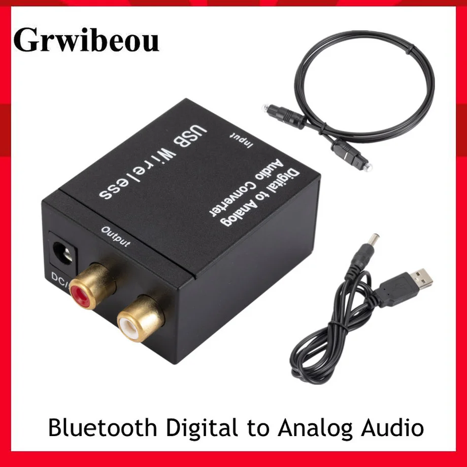 Grwibeou Bluetooth Digitálneho na Analógový Audio Prevodník Adaptér Zosilňovač Dekodér Optického Vlákna Koaxiálny Signál na Analógový DAC Spdif