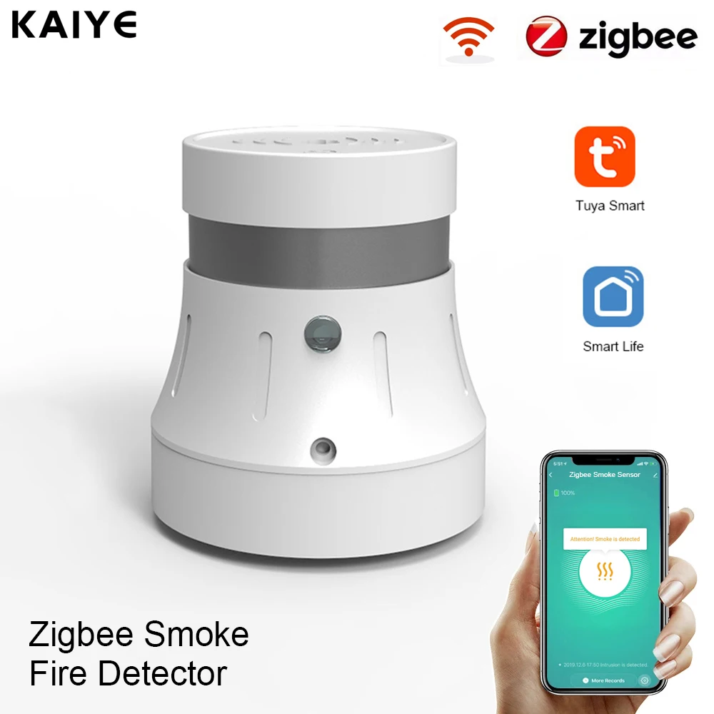 Tuya Zigbee Detektor Dymu, Snímač Inteligentnej Požiarnej Signalizácie Vysoko Citlivé Home Security Protection Alarm Práca S Inteligentnou Život Most Hub