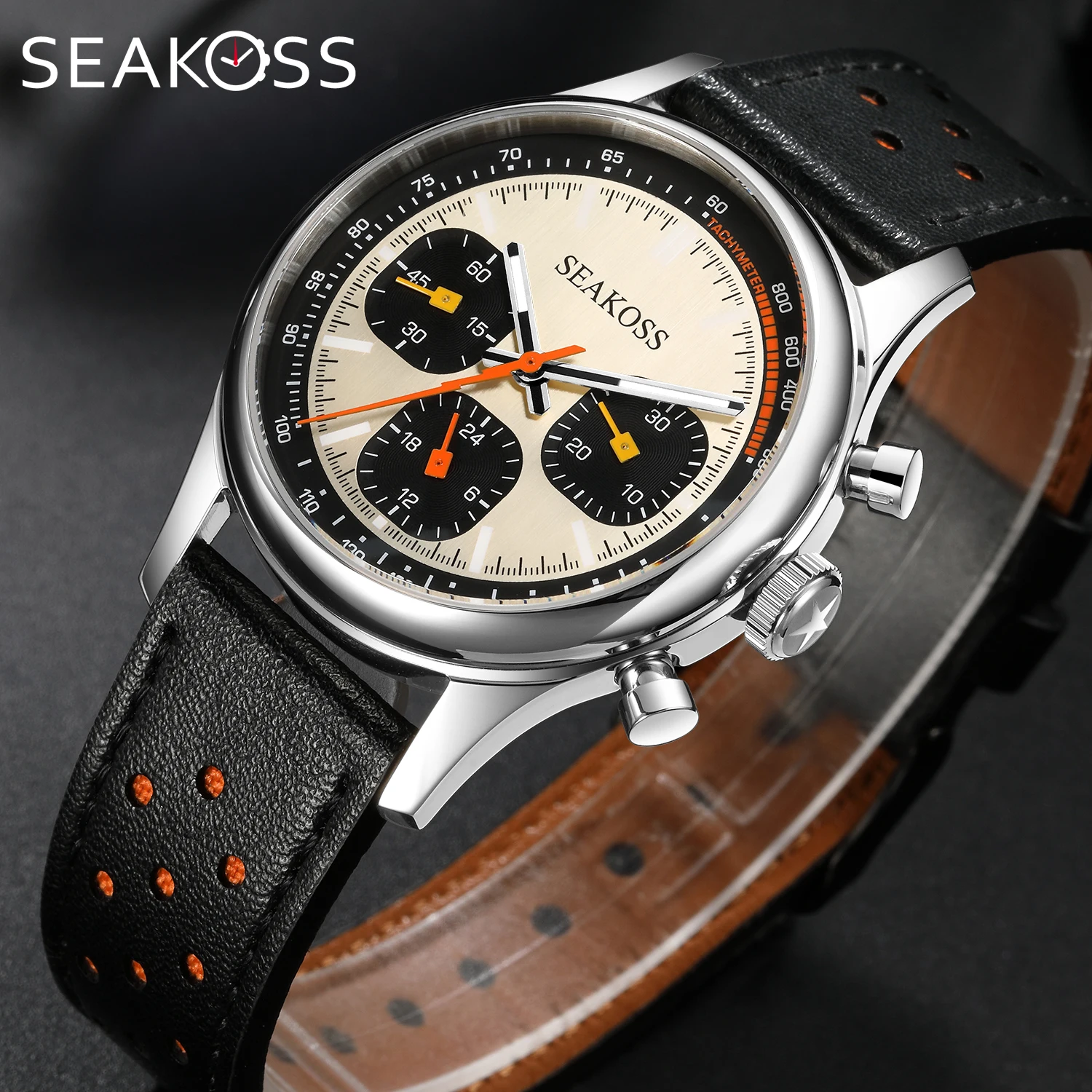 SEAKOSS 40 mm Seagull 1963 Chronograf Mechanické Hodinky pre Pánske ST1903 Silikónové Pilot Hodiny Super Svietivý Sapphire náramkové hodinky