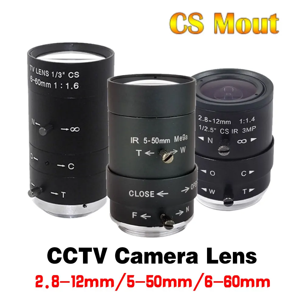 Vysoko Kvalitné 5-50mm 6-60mm 2.8-12mm Megapixel Varifokálny Objektív Manual Zoom & Zameranie CS Mount CCTV Objektív pre Bezpečnostné Kamery CCTV