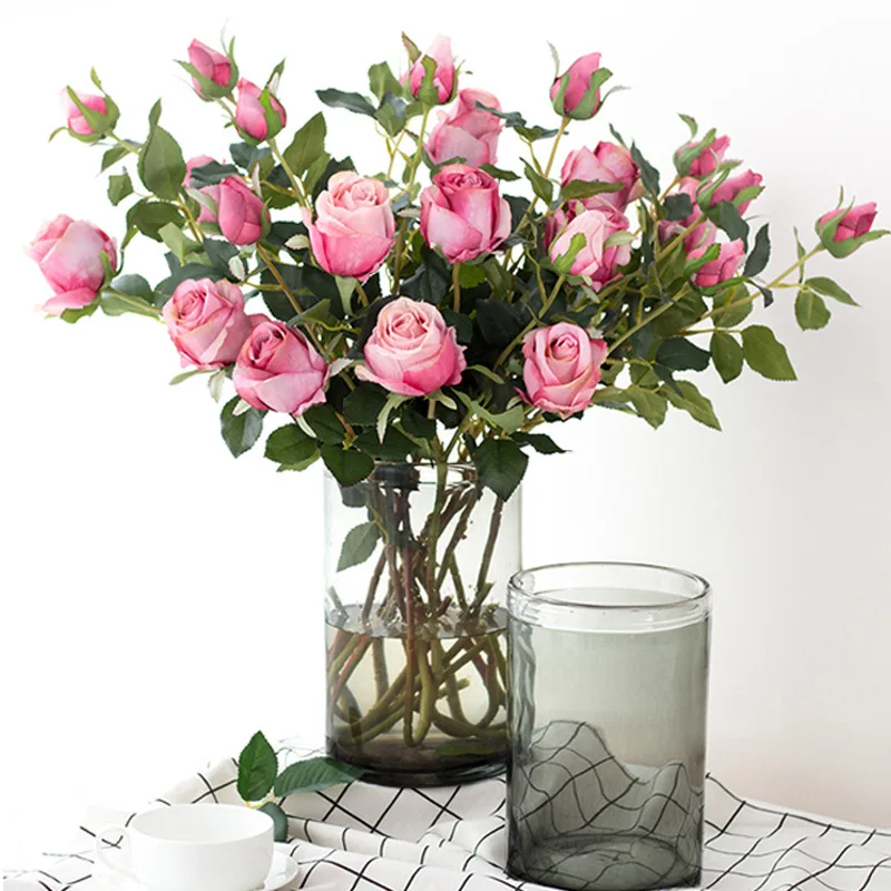 Vysoká Kvalita 66 cm Umelé Ruže Vintage Jeden bulharskej Ruže, Svadba Obývacia Izba Dekorácie Kvet Usporiadanie Falošné Kvet