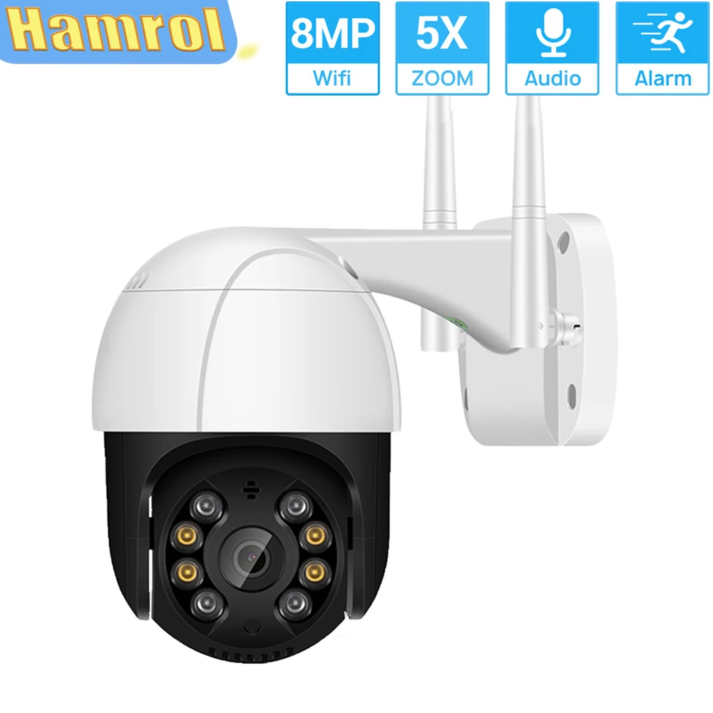HAMROL 5MP PTZ Wifi IP Kamera ONVIF 4X Digitálny Zoom, 8MP Vonkajšie Kamery, Farebné Nočné Videnie H. 265 1080P HD Bezpečnostné CCTV Kamera