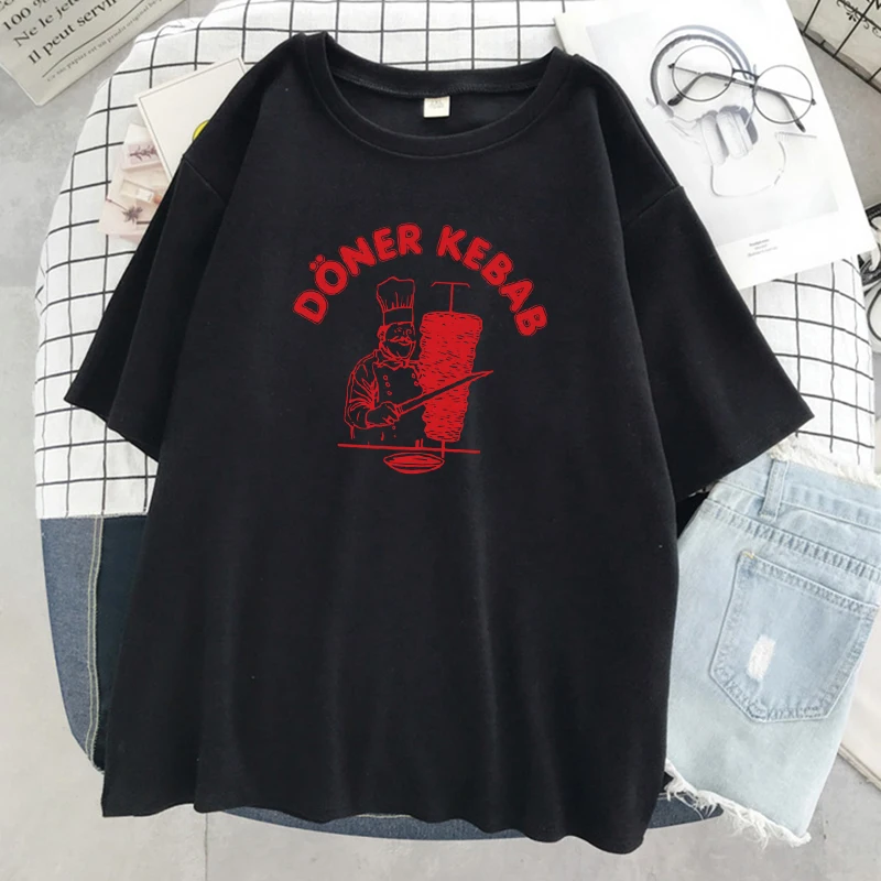 Doner kebab Anime Street Módy Tlače T-Shirts Ženy Príležitostné Voľné Letné Topy Nadrozmerná Hip Hop Tričko Hot predaja T-Shirt dámske Obrázok 1 
