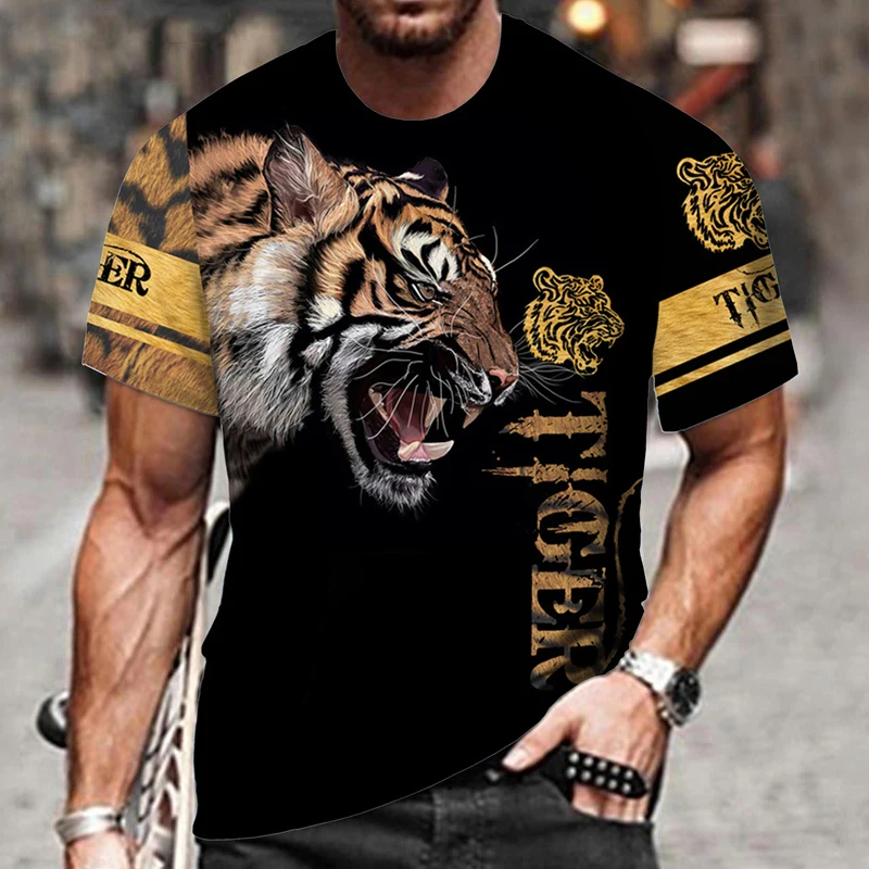 V pohode Zvierat Tiger 3D Tlač Muži T-shirts 2022 v Lete Nový O-Krku, Krátke Rukávy Streetwear Tees Topy Hip Hop Móda Oblečenie pre Mužov