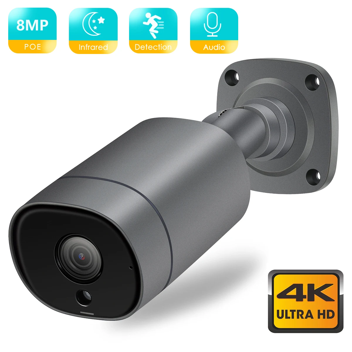 BSDER 4K 8MP IP Kamera 4MP Ultra HD POE Audio, Detekcia Pohybu Upozornenie Bullet Vonkajšie Video Surveillance Camera INFRAČERVENÉ Nočné Videnie