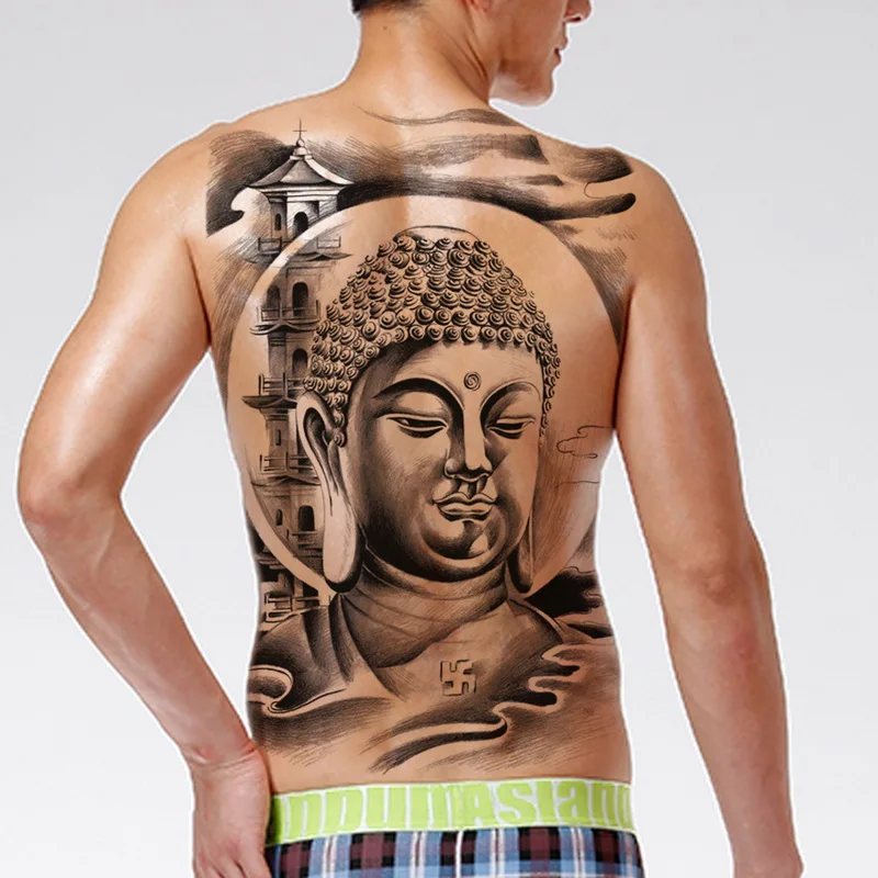 1pc 48*34 cm full späť veľké tetovanie nálepky 20 nové vzory Čínsky buddha Totta Kráľ dočasné flash tetovanie tela farba pohode mužov