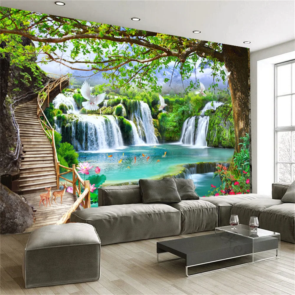 Vlastné Nástenné Tapety 3D Vodopád Prírody Veľké Nástenné Maľby Obývacia Izba Gauč TV Spálňa Štúdia Domova Šírku Steny Papier