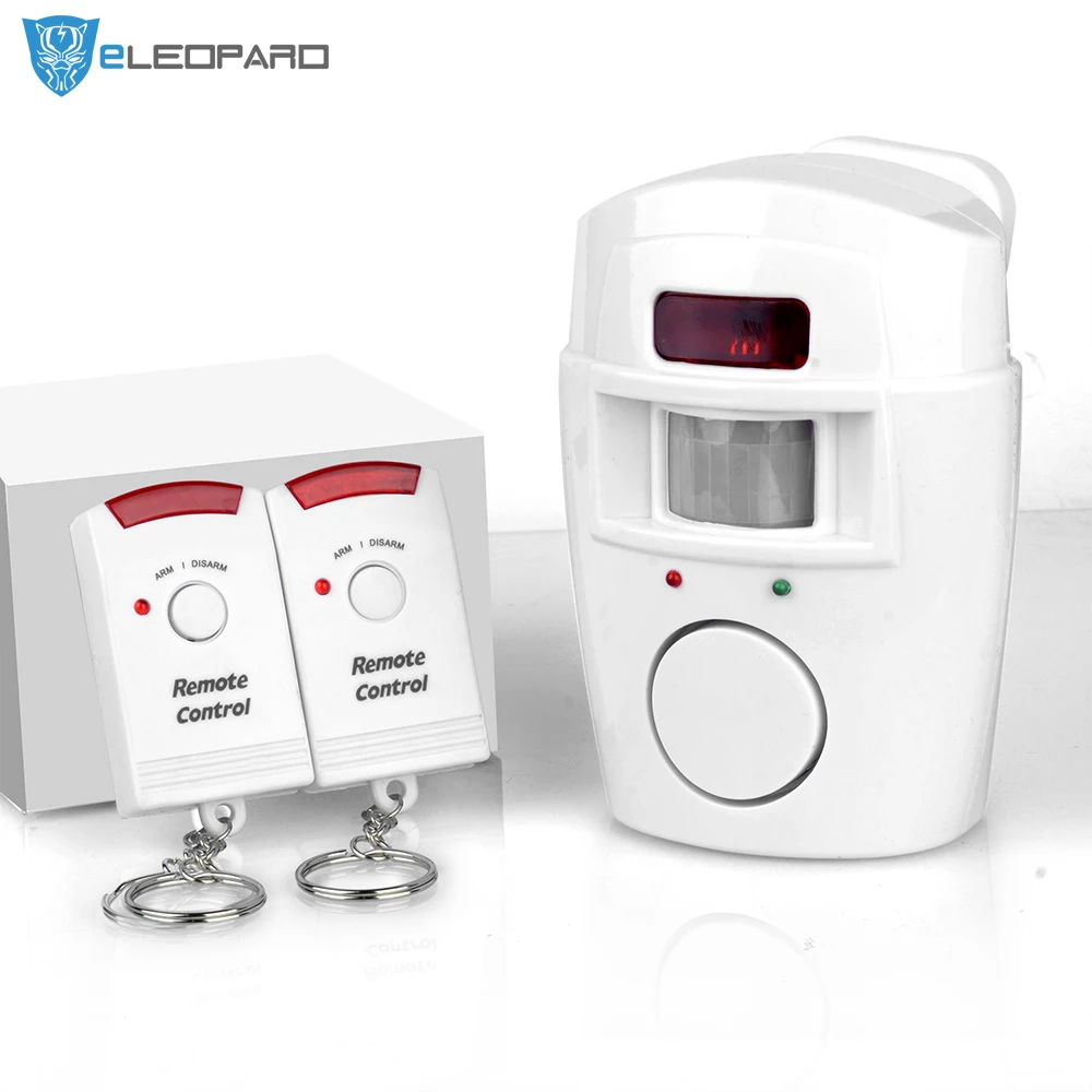 ELEOPARD 2 Remote Wireless Home Security PIR Upozornenie Infračervený Senzor zabezpečovacieho systému Proti krádeži Alarm Detektor Pohybu Siréna 105DB