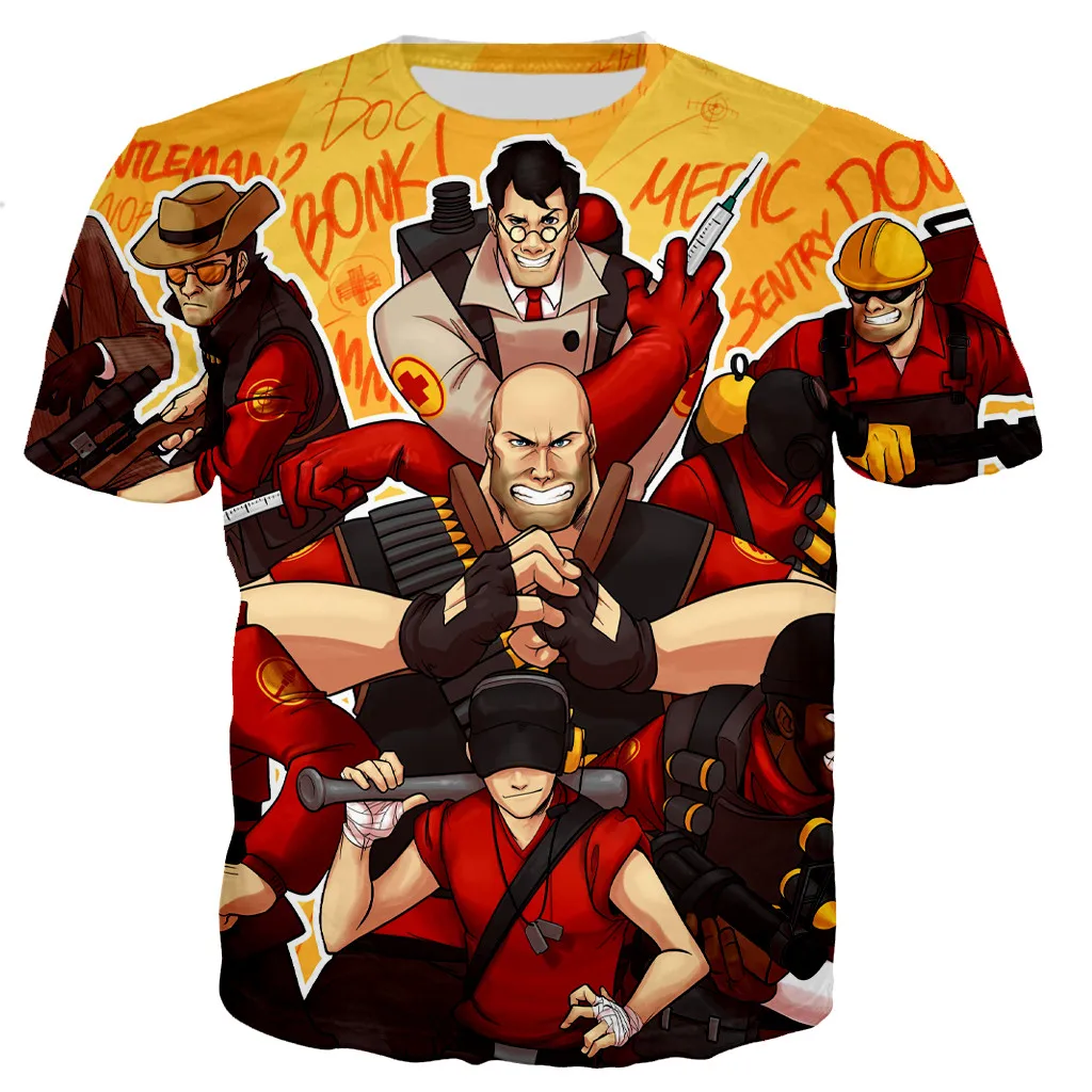 Muži/ženy Móda Cool Team Fortress 2 3D Vytlačené T-shirt Ležérne Módne tričko Unisex Streetwear Topy