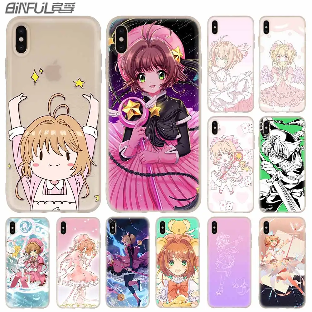 Sakura Card Captor Cardcap Mäkké Silikónové puzdro Pre iPhone 13 11 12 Pro X XS Max XR 6 6 7 8 Plus SE Mini Kryt