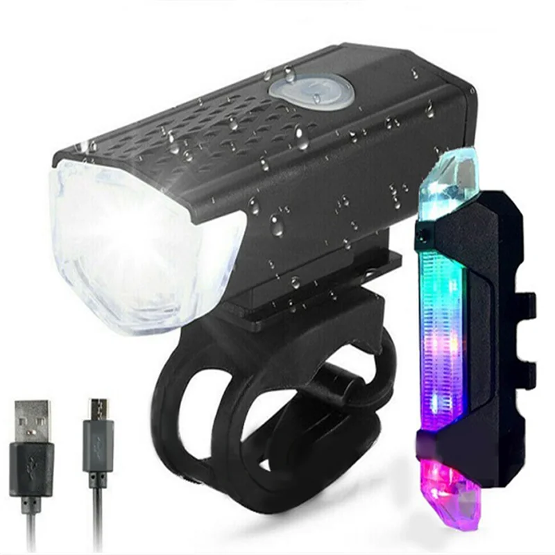 Požičovňa Ľahké Nepremokavé Čierna Predné Červené Zadné zadné Svetlo LED USB Štýl Nabíjateľnú Batériu alebo Štýl Bicykli jazda na Bicykli Prenosné Svetlo Obrázok 0 