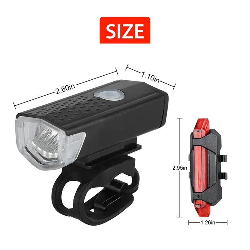 Požičovňa Ľahké Nepremokavé Čierna Predné Červené Zadné zadné Svetlo LED USB Štýl Nabíjateľnú Batériu alebo Štýl Bicykli jazda na Bicykli Prenosné Svetlo Obrázok 2 