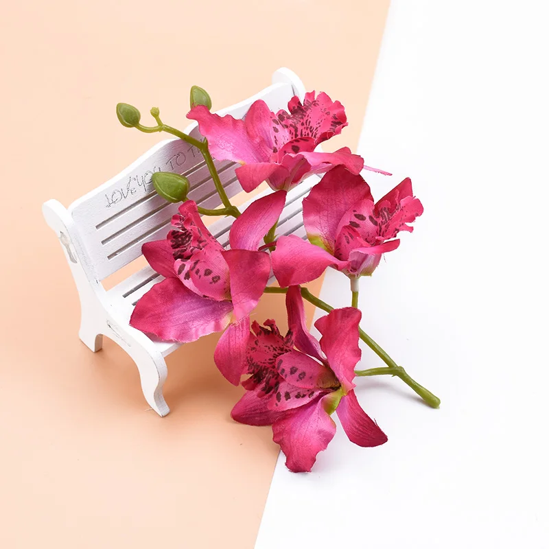 4 Hlavy/balíček Thajskej Orchidea Svadobné Dekoratívne Kvety, Vence Scrapbooking Domáce Dekorácie Doplnky, Umelé Kvety, Lacné