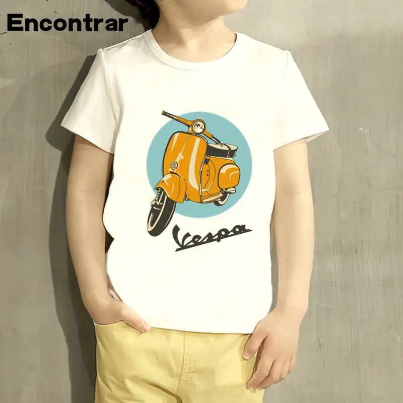 Baby Chlapci/Dievča Auto Styling Vespa Dizajn T Shirt Deti Zábavné Krátke Rukáv Topy Roztomilé Deti T-Shirt,HKP5111