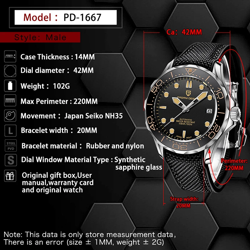 PAGANI NAVRHNÚŤ Nové Módne Značky Silikónové pánske Automatické Hodinky Top 007 Veliteľ Muži Mechanické Náramkové hodinky Japonsko NH35A Hodinky Obrázok 1 