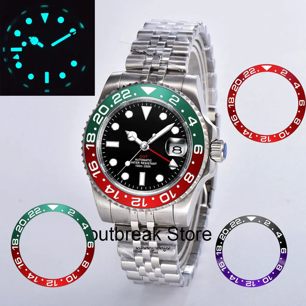 Corgeut Nové Luxusné Mužov Pracovné Popruh Mechanické Náramkové hodinky GMT Sledovať Top Značky Zafírové Sklo Muži Hodinky Reloj Hombre