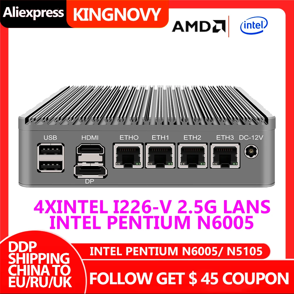 Nový 4*Intel i226 2,5 G Internet Karty bez ventilátora Mini PC Pentium internetových stránok n6005 Celeron N5105, Firewall Zariadenia pre Sieť Gateway Router