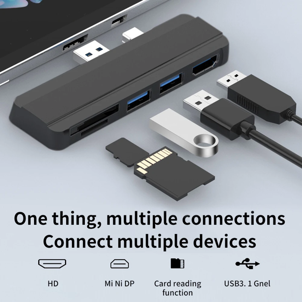 5 v 1, USB, Dokovacia Stanica pre Povrchovú Pro 5 Pro 4 Pro 3 Hub Dock Station s 4K kompatibilný s HDMI USB 3.0 TF Slot