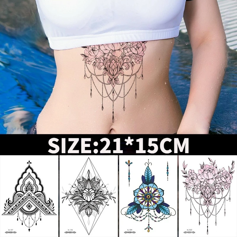 WaterproofTemporary tetovanie nálepky Pôvodný obraz Sexy kvet rameno hrudníka Sexy tetovanie nálepky Body Art tatuajes temporales