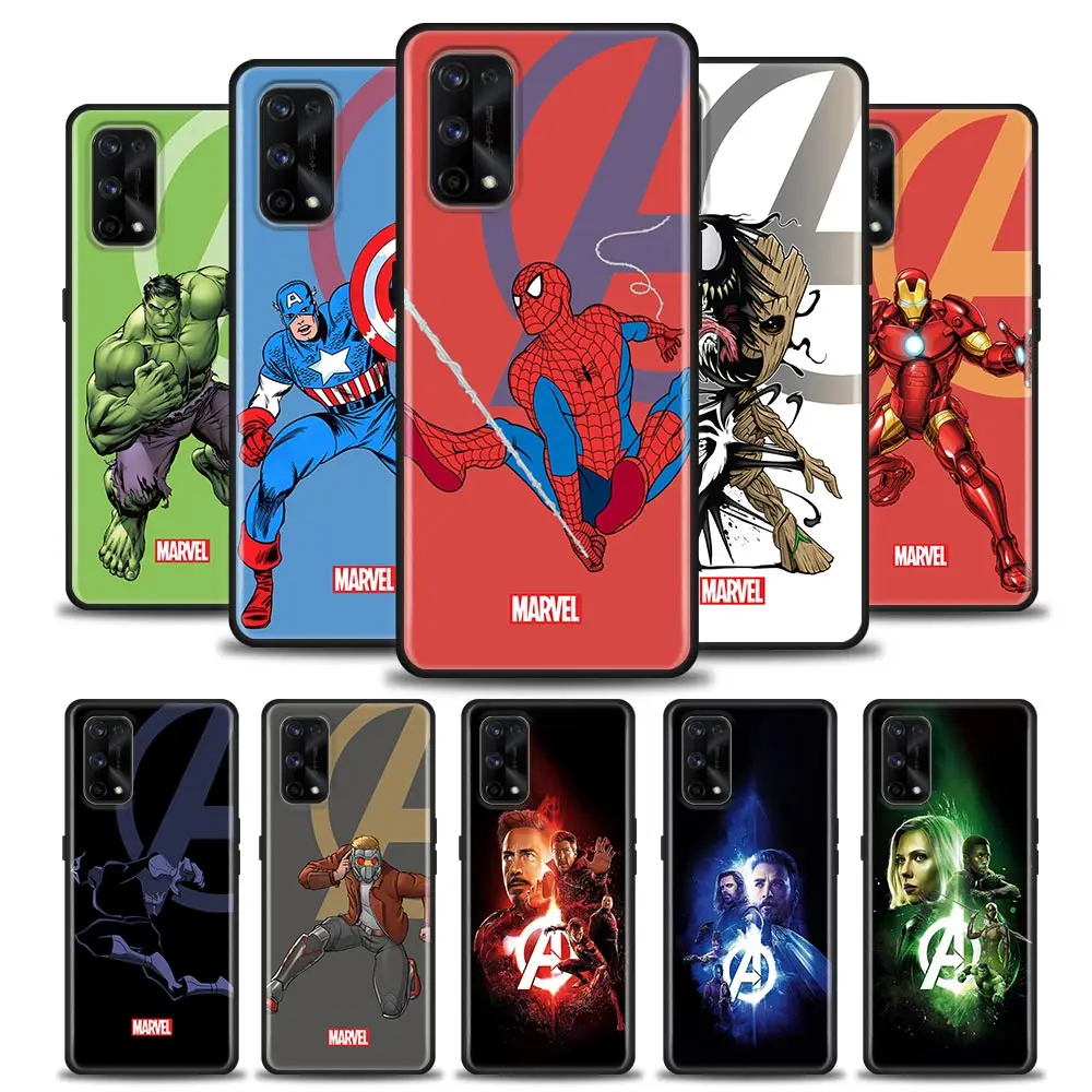 Marvel Avengers Groot, Spider Man Telefón Prípade OPPO Realme 5 6 7 7i 8i 8 9 9i V25 F9 F17 F19 4G 5G Pro Narzo Rýchlosť Kryt Fundas