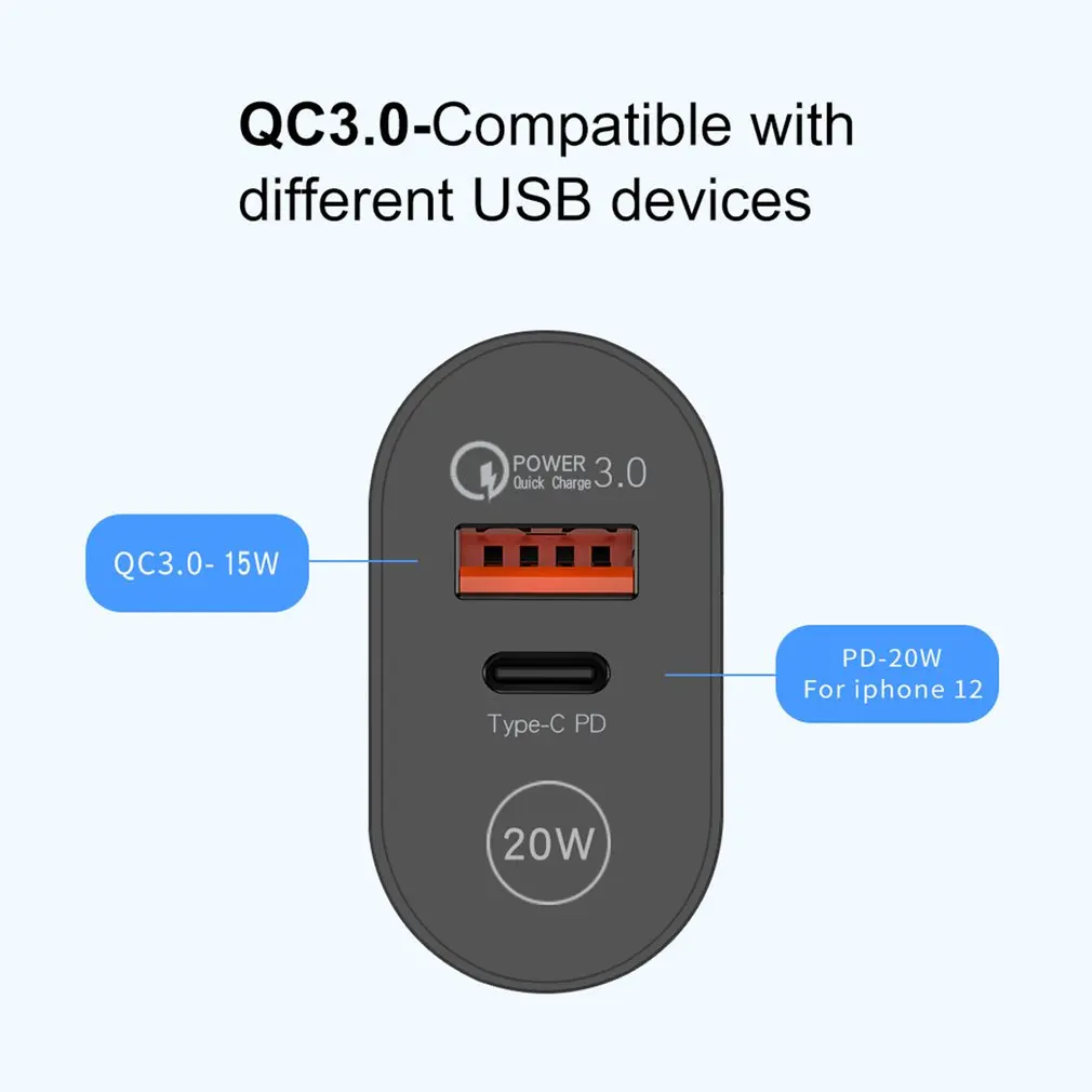 USB PD Nabíjačku 20W Rýchle Typ-C Adaptér QC 3.0 Rýchle Nabitie Telefónu Stenu Adaptér Nabíjačky Mobil Príslušenstvo Obrázok 2 