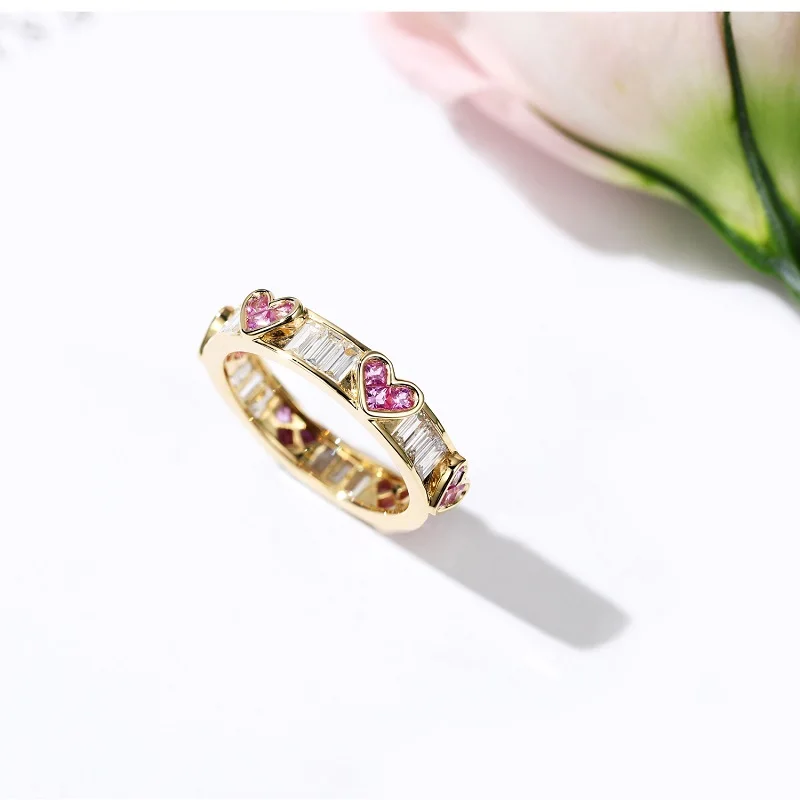 Nový Romantický Ružový Obdĺžnik Kubických Zircoin Prst Prstene pre Ženy Crystal Fashion Party, Svadobné Šperky, Zásnubné