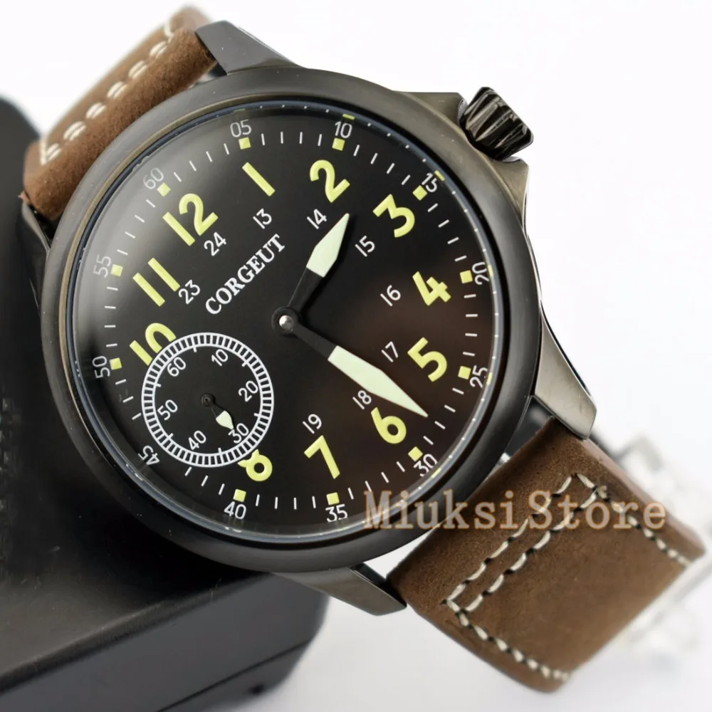 Corguet 45mm, svetelný pánske hodinky ručné navíjanie 6497 mechanické hodinky módne business vodotesné hodinky