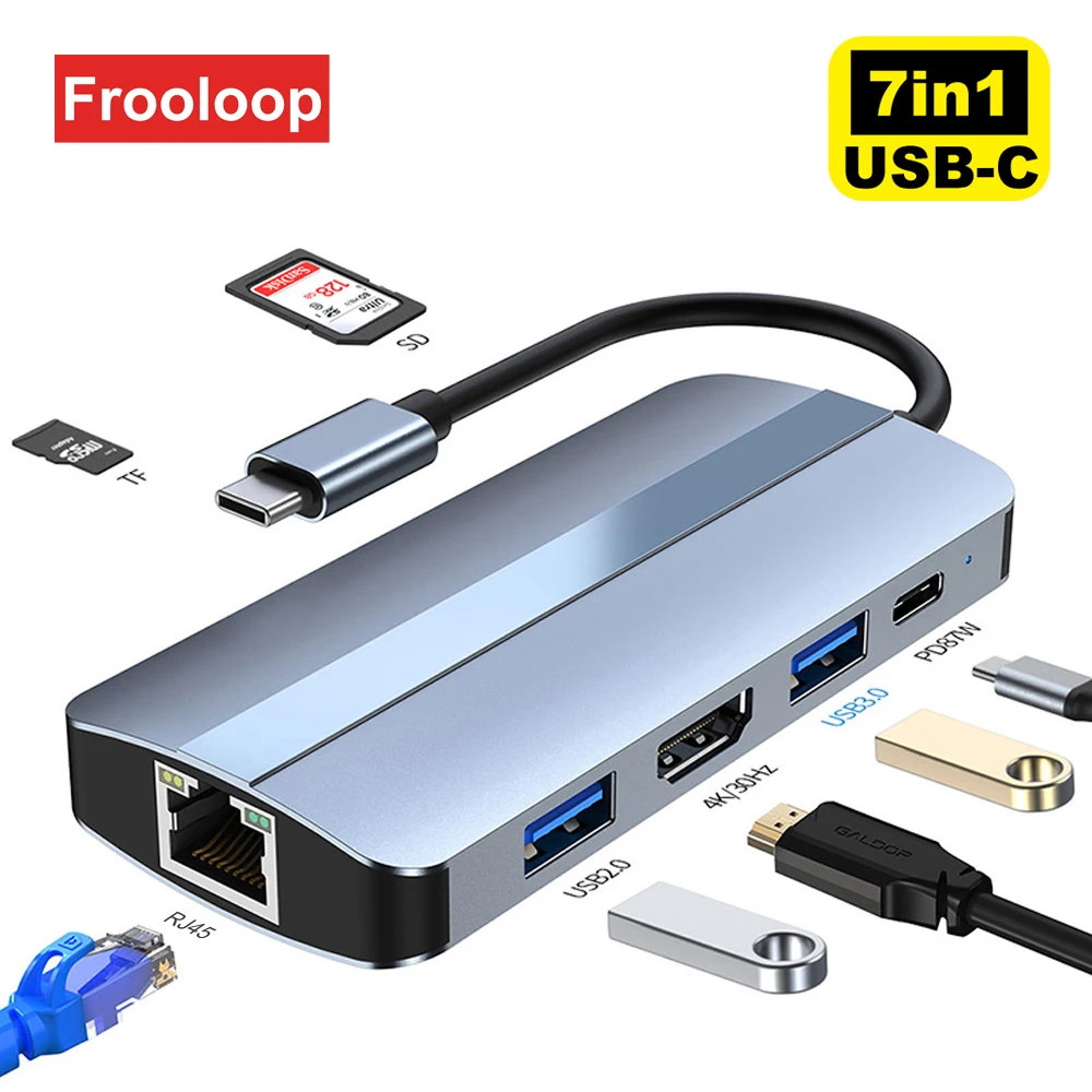 USB C Rozbočovač HDMI Ethernet Dokovacej Stanice Typ C Splitter Na Internet RJ45, USB 2.0 3.0 SD TF PD Adaptér Pre Macbook Pro Vzduchu