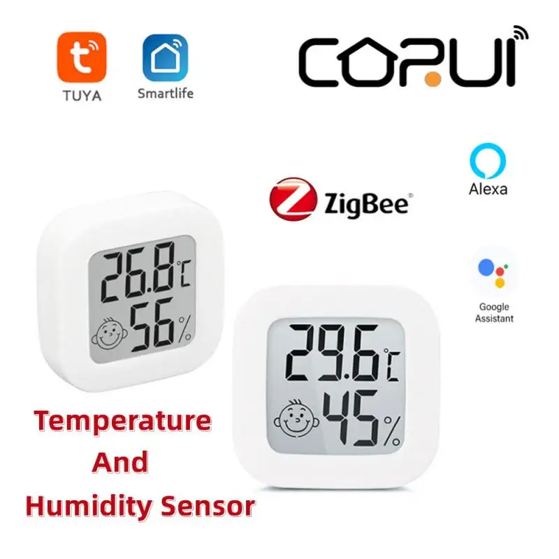 CORUI ZigBee Smart Teploty & Vlhkosť Senzor LCD Displej Vnútorné Teplomer Pracovať S Tuya Inteligentný Život Alexa Domovská stránka Google