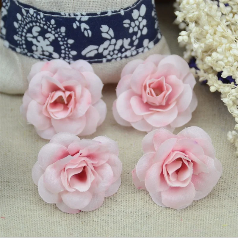 50 Ks 4cm Ručný Mini Umelého Hodvábu Ruže, Kvety, Hlavy DIY Scrapbooking Kvet Kiss Loptu Na Svadbu Dekoratívne Obrázok 3 