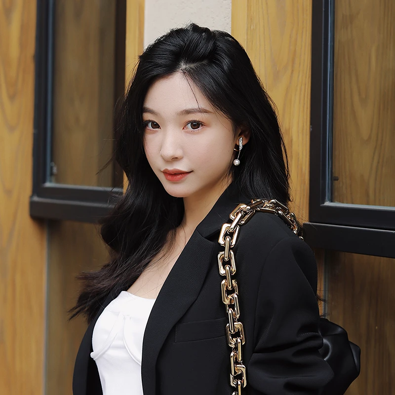 SHANGZHIHUA kórejský módne geometrické kovové pearl prívesok náušnice pre ženy 2021 gotický dievčatá elegantné šperky darček príslušenstvo Obrázok 1 
