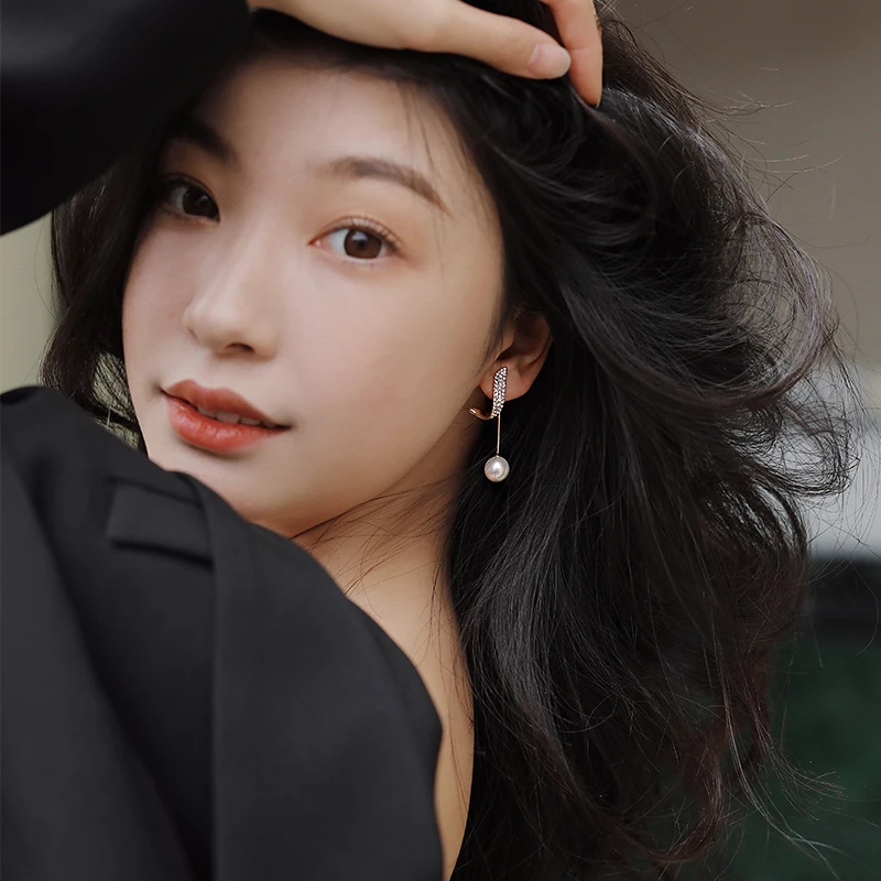 SHANGZHIHUA kórejský módne geometrické kovové pearl prívesok náušnice pre ženy 2021 gotický dievčatá elegantné šperky darček príslušenstvo Obrázok 2 