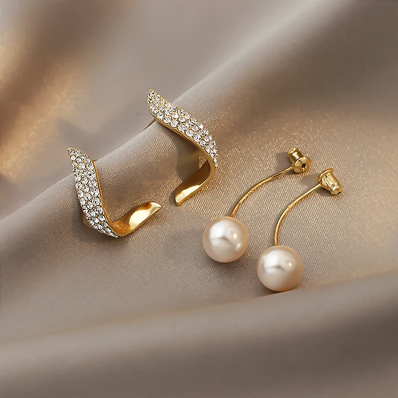 SHANGZHIHUA kórejský módne geometrické kovové pearl prívesok náušnice pre ženy 2021 gotický dievčatá elegantné šperky darček príslušenstvo Obrázok 3 