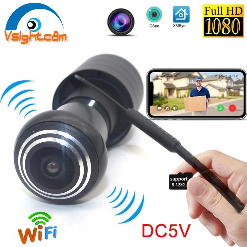 XMeye DC 5V Bezdrôtového HD 1080P Mini Dvere Kamera Wifi Fisheye IP Kamera širokouhlý Objektív Siete P2P Peephole Home Security
