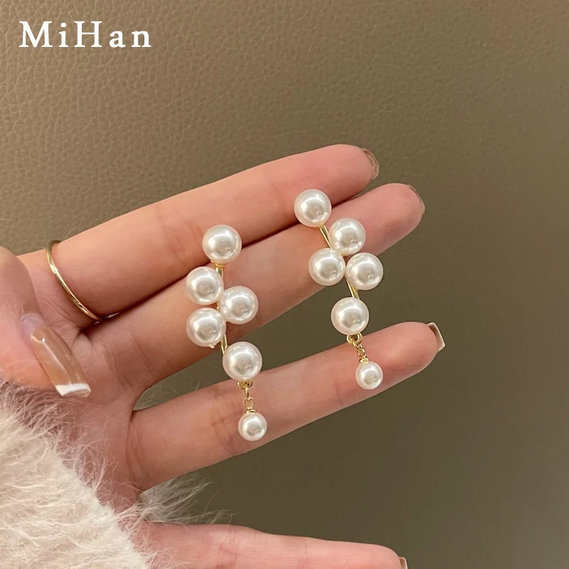 Mihan 925 Silver Needle Ženy Šperky Simulované Pearl Náušnice Pekný Dizajn Elegantný Visieť Drop Náušnice Pre Ženy Strany Dary