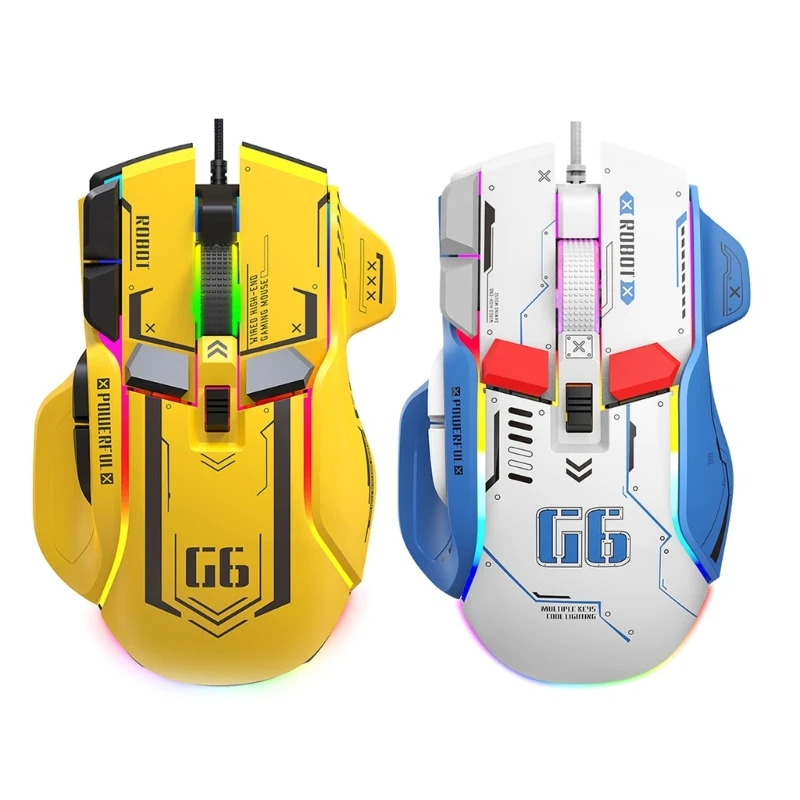 G6 Hernej Myši, Káblové Ergonomic Gaming Mouse s 13 RGB Podsvietenie USB Myši 60inch Pohybujúce sa Rýchlosťou 7000FPS Obnovovacia frekvencia