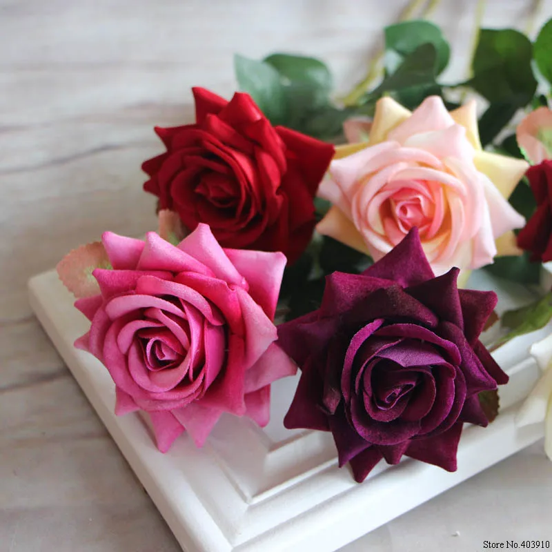 1PC francúzsky Romantický Umelé Ruže Kvet DIY Velvet Hodvábneho Kvetu na spoločenské Domov Svadobné Dovolenku Dekorácie