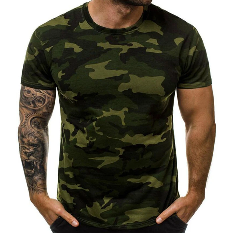 Nové Kamufláže T-shirt Mužov Priedušná Armády Taktický Boj T Shirt Vojenské Suché Camo Tábor Tees