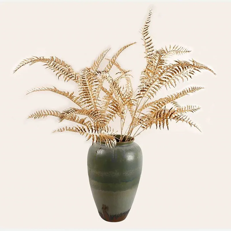 50-100 CM Umelé Golden Palm Leaf Vianočné Tému Kvety Pobočky Kvet, Usporiadanie Materiálu, Svadobný Dom Veniec Deco Rastliny