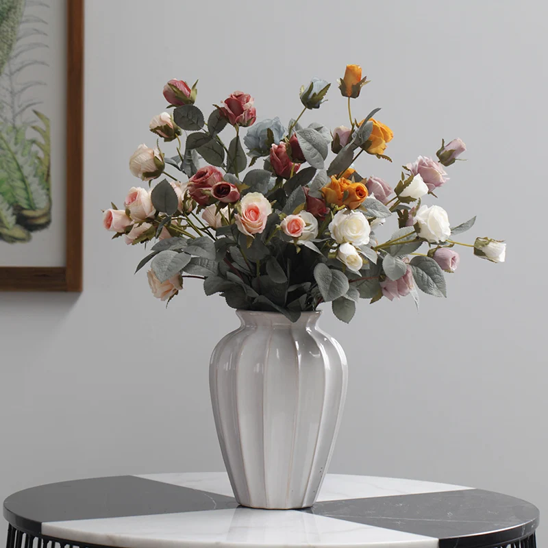 7 Vedúci Umelé Kvety vidieckom Štýle Vintage Jeseň Farba Rose Pobočky na Svadbu Domov Stôl Dekorácie Obrázok 1 