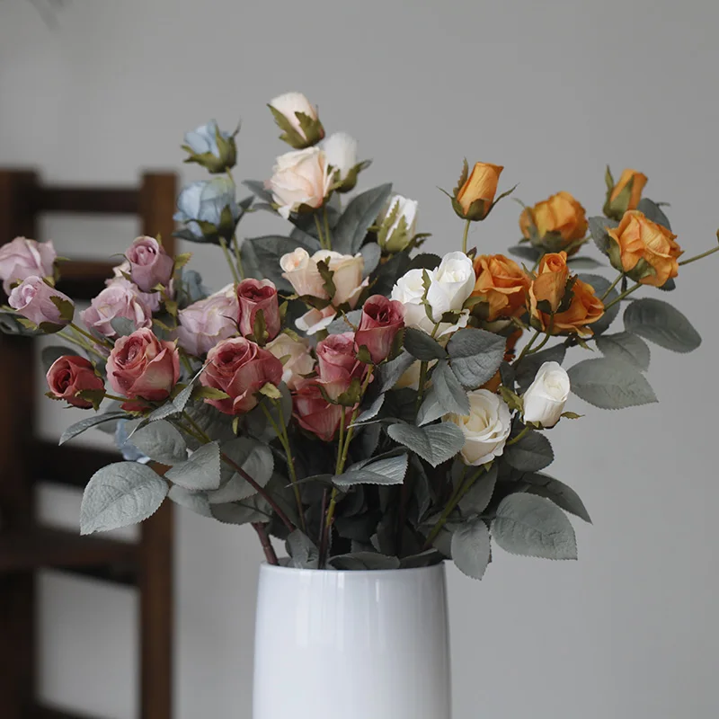 7 Vedúci Umelé Kvety vidieckom Štýle Vintage Jeseň Farba Rose Pobočky na Svadbu Domov Stôl Dekorácie Obrázok 3 