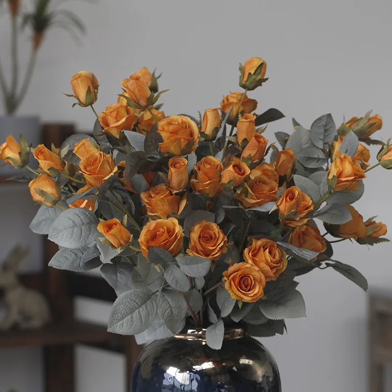 7 Vedúci Umelé Kvety vidieckom Štýle Vintage Jeseň Farba Rose Pobočky na Svadbu Domov Stôl Dekorácie Obrázok 5 
