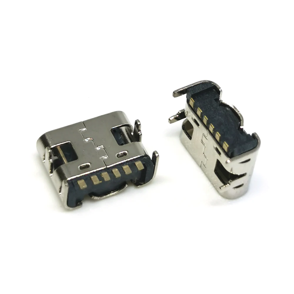 10pcs/veľa 6 Pin SMT Zásuvka Konektor Micro USB Typu C 3.1 Ženské Umiestnenie SMD DIP Pre návrh plošného spoja DIY vysoký prúd nabíjania