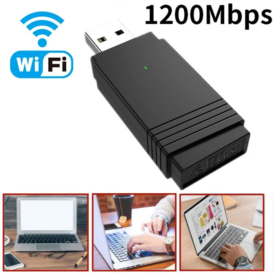 WVVMVV USB 3.0, Wi-fi 1200Mbps Adaptéra Dual Band 2,4 Ghz/5.8 Ghz Bluetooth 5.0/WiFi 2 v 1 Anténa Dongle Adaptér pre Notebooky a PC Obrázok 3 