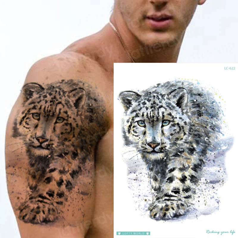 tiger tetovanie pre chlapcov dočasné tetovanie tela mužov rameno rukávy leopard tlač sexy dočasné tetovanie veľká veľkosť na chrbte nohy